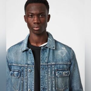 All Saints Distressed Blue Denim Jacket